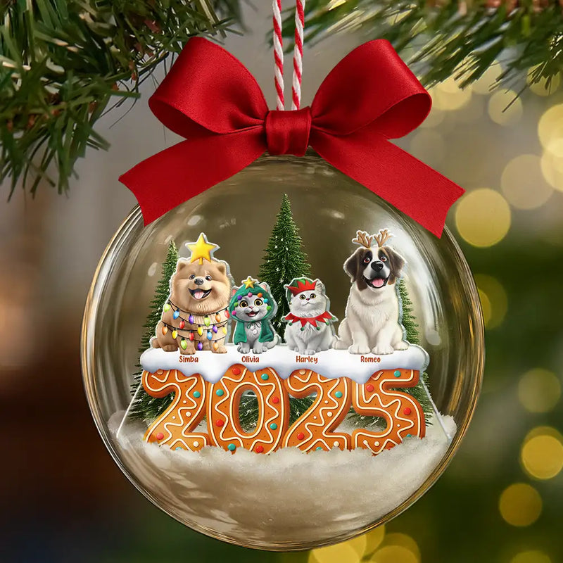 Christmas,Pet Lovers,Cat Lovers,Dog Lovers,Funny - Dog Cat Lovers Best Friends For Life - Personalized 3D Acrylic Ball Ornament