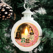 Dog Lovers,Dog Mom,Dog Dad,Dog Couple,Love,Christmas,Pet Lovers,Pet Mom,Pet Dad,Pet Couple,Cat Lovers,Cat Mom,Cat Dad,Cat Couple - Dog Cat Sitting With Stars 3D Effect - Personalized Candlelight Lantern Ornament