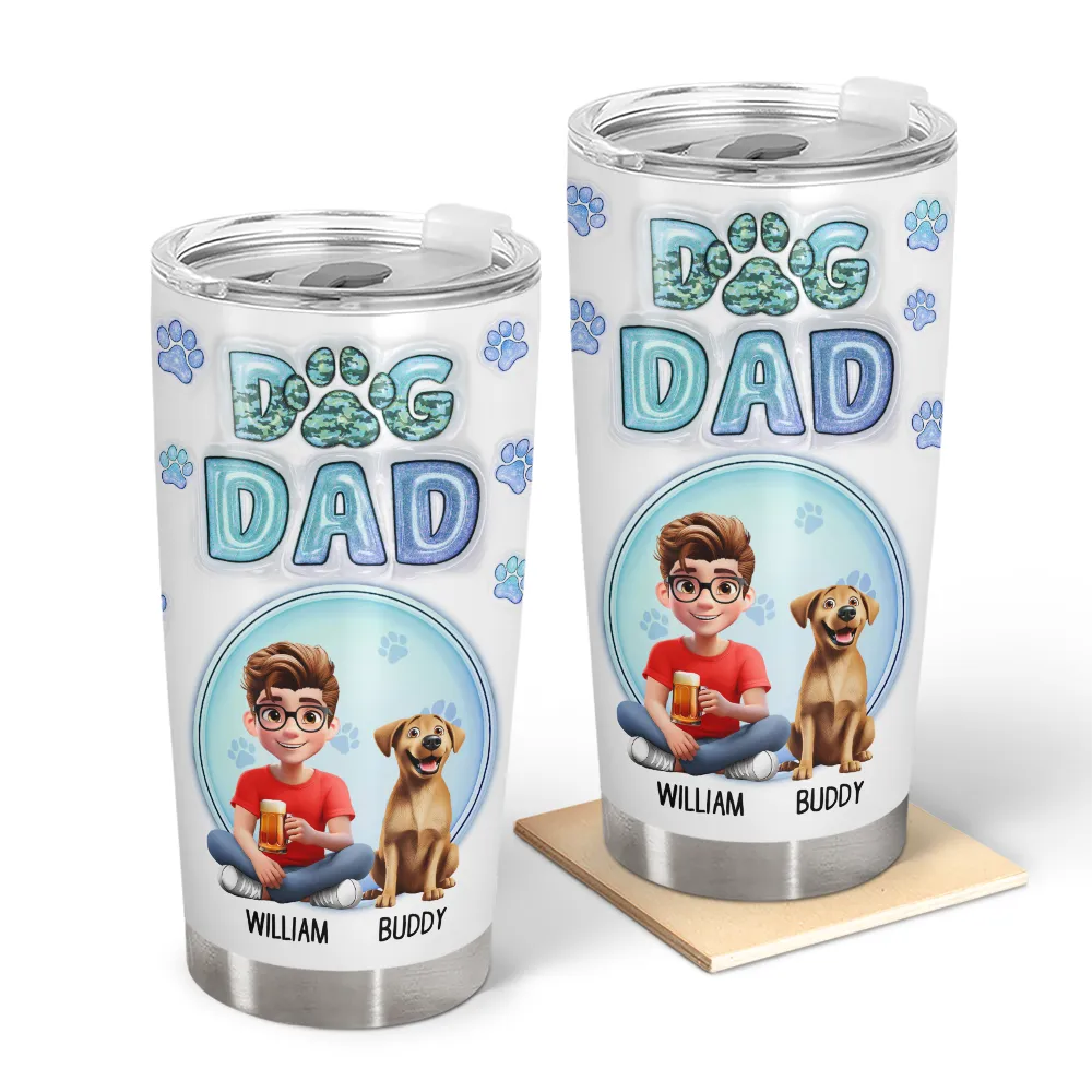 Dog Dad,Dog Mom,Happy - Dog Dad Dog Mom Cute Fur Baby Printed Glitter - Personalized Tumbler