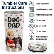 Pet Lovers,Pet Mom,Pet Dad,Dog Lovers,Dog Mom,Dog Dad,Happy - Dog Dad Dog Mom Pawprints 3D Effect - Personalized Tumbler