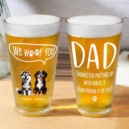 Verre à bière personnalisé « Papa chien, je t'aime »