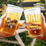 Dog Lovers,Dog Dad - Dog Dad I Woof You - Personalized Beer Glass