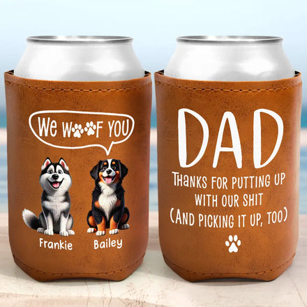 Papa chien, je t'aime ! - Glacière en cuir personnalisée