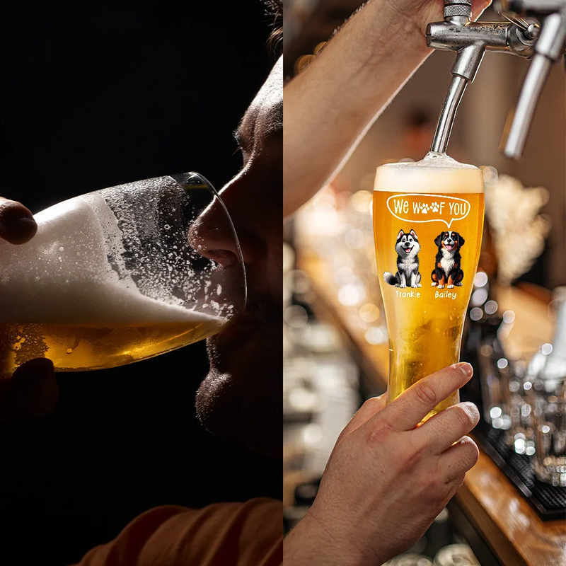 Dog Dad,Pet Dad - Dog Dad I Woof You Thanks For Putting Up With Me - Personalized Pilsner Glass