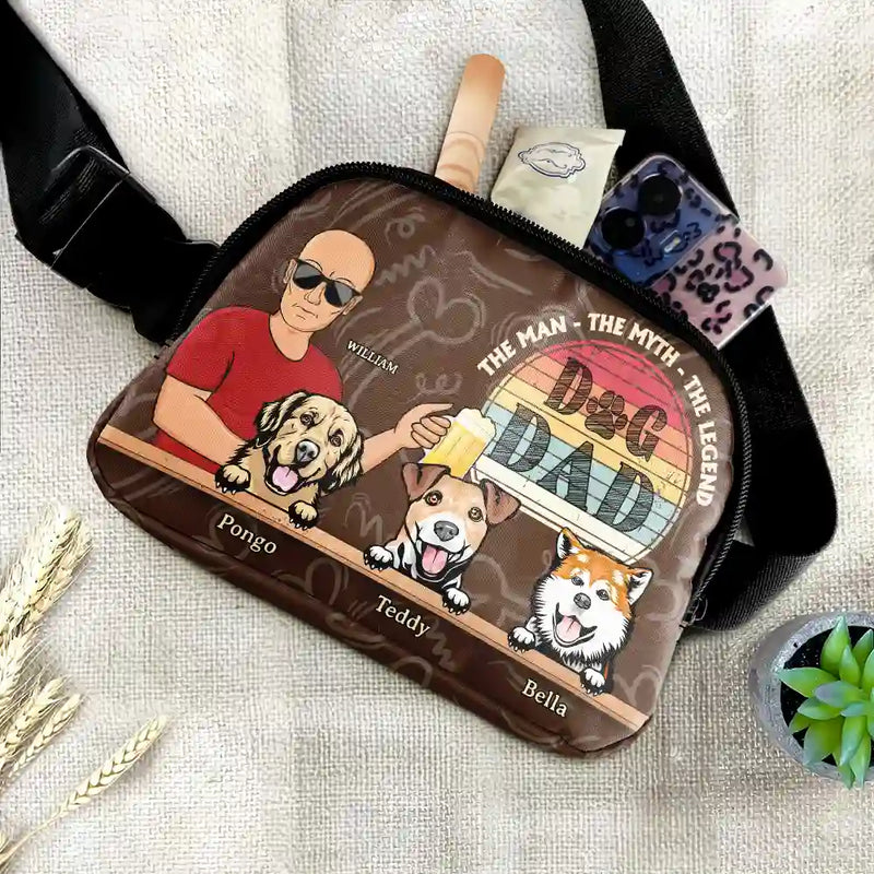 Gift For Husband,Gift For Men,Gift For Father,Dog Lovers,Dog Dad,Happy,Gift For Yourself - Dog Dad The Man The Myth The Legend - Personalized Crossbody Belt Bag
