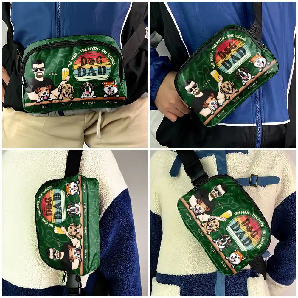 Gift For Husband,Gift For Men,Gift For Father,Dog Lovers,Dog Dad,Happy,Gift For Yourself - Dog Dad The Man The Myth The Legend - Personalized Crossbody Belt Bag