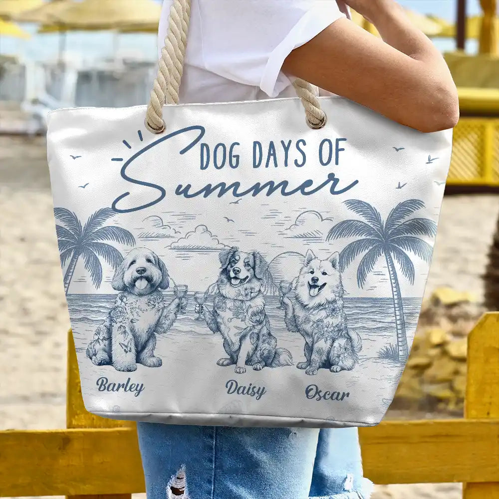Dog Lovers,Dog Mom,Dog Dad,Pet Lovers,Pet Mom,Pet Dad,Summer,Happy - Dog Days Of Summer - Personalized Beach Bag