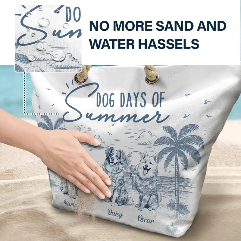 Dog Lovers,Dog Mom,Dog Dad,Pet Lovers,Pet Mom,Pet Dad,Summer,Happy - Dog Days Of Summer - Personalized Beach Bag