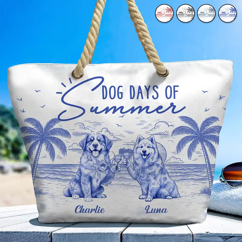 Dog Lovers,Dog Mom,Dog Dad,Pet Lovers,Pet Mom,Pet Dad,Summer,Happy - Dog Days Of Summer - Personalized Beach Bag