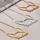 Dog Lovers,Dog Mom,Pet Lovers,Pet Mom,Love - Dog Ears Line Art With Custom Name - Personalized Letter Necklace