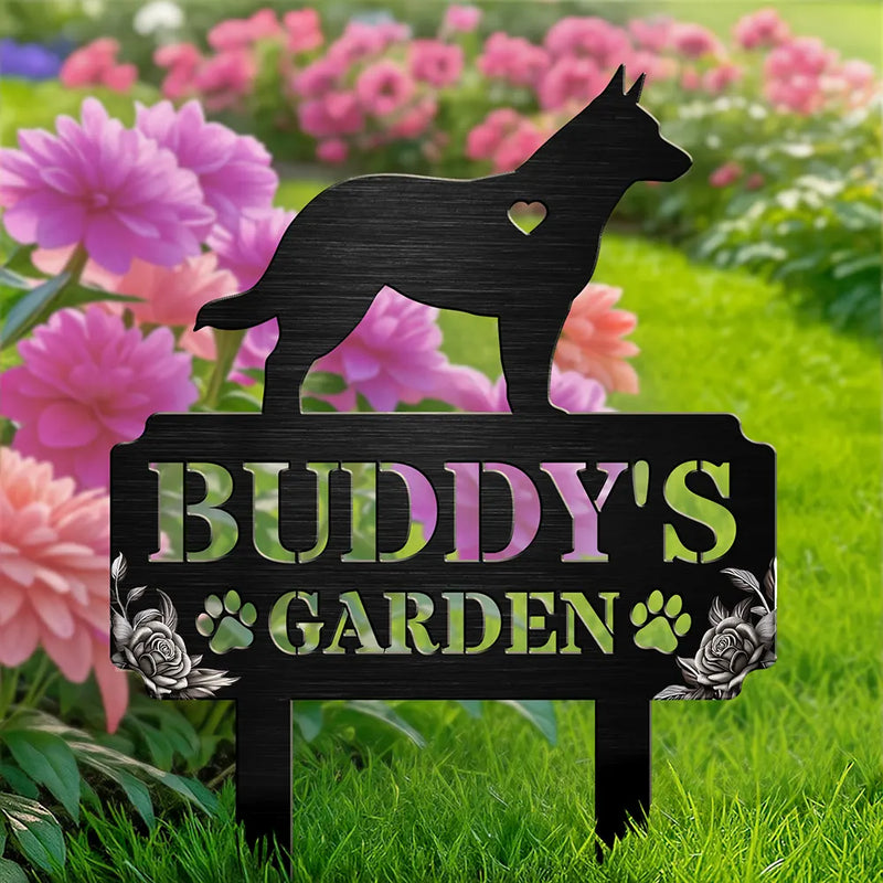 Sad, Memorial, Dog Lovers, Pet Lovers - Dog Garden Memorial - Personalized Metal Garden Stake