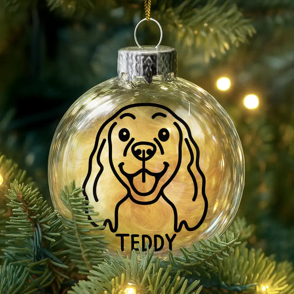 Dog Lovers,Christmas,Love - Dog Line Sketch Face Custom Name - Personalized Fillable Clear Ball Ornament