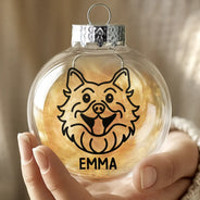 Dog Lovers,Christmas,Love - Dog Line Sketch Face Custom Name - Personalized Fillable Clear Ball Ornament
