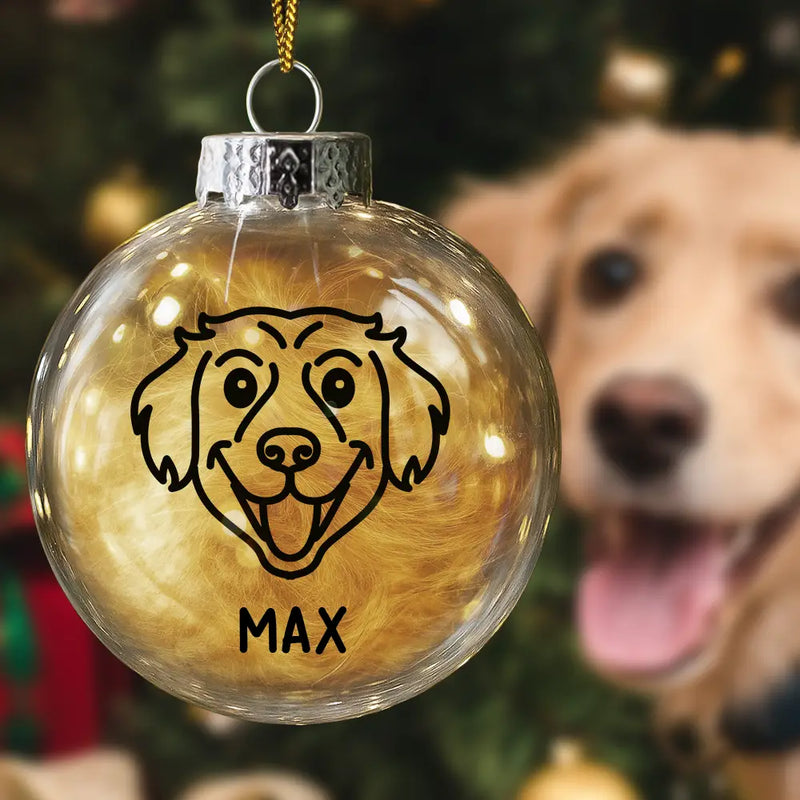 Dog Lovers,Christmas,Love - Dog Line Sketch Face Custom Name - Personalized Fillable Clear Ball Ornament