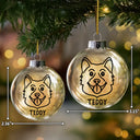 Dog Lovers,Christmas,Love - Dog Line Sketch Face Custom Name - Personalized Fillable Clear Ball Ornament