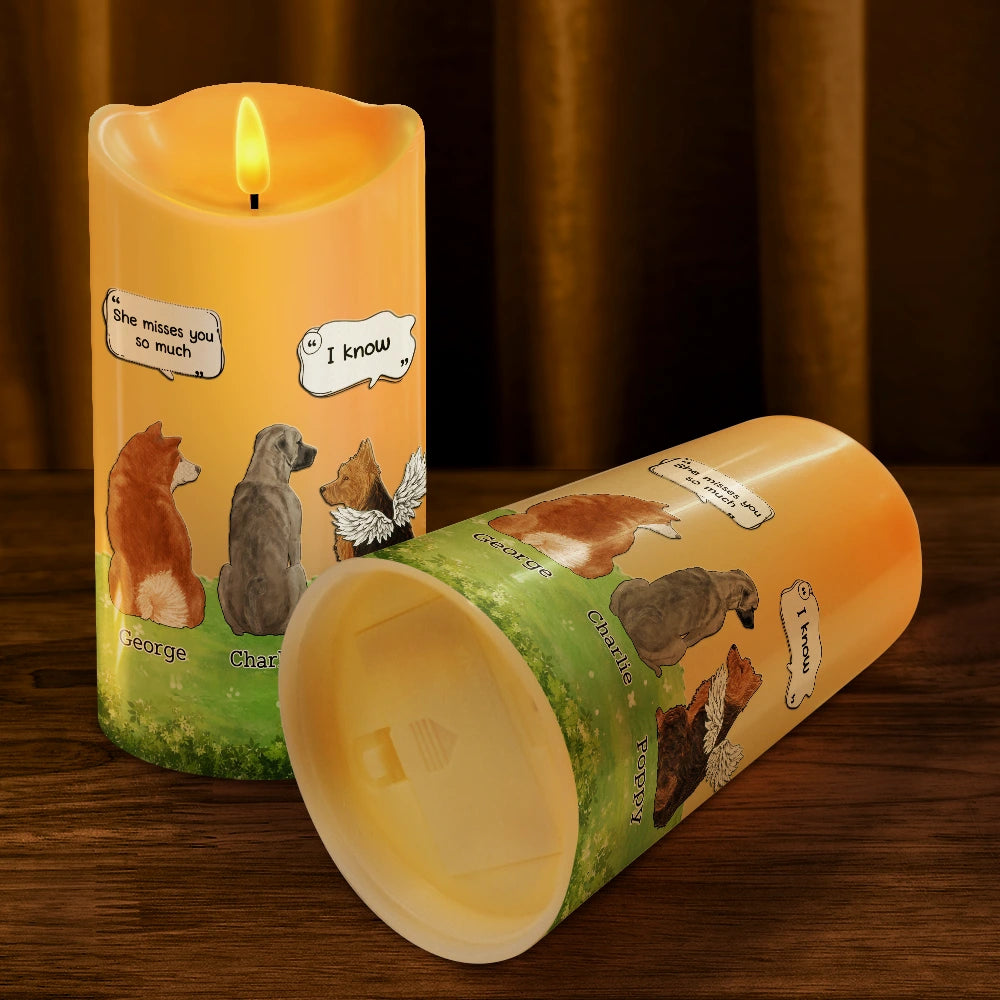 Dog Lovers,Memorial,Sad - Dog Loss They Still Talk About You I Know - Personalized Flameless LED Candle