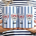 Dog Lovers, Happy - Dog Lover Red Eye Glasses - Personalized White Edge-to-Edge Muga