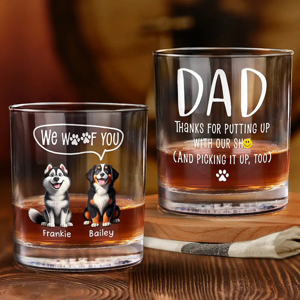 Dog Lovers I Woof You - Personalized Whiskey Glass