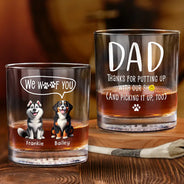 Gift For Father, Dog Dad, Dog Lovers, Happy - Dog Lovers I Woof You - Personalized Whiskey Glass