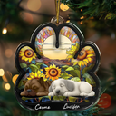 Christmas,Top Market,Pet Lovers,Pet Mom,Pet Dad,Dog Lovers,Dog Mom,Dog Dad,Happy - Dog Lying On Pawprint - Personalized Custom Shaped Acrylic Ornament