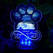 Memorial,Dog Lovers,Dog Mom,Dog Dad,Dog Couple,Non-Eng,Vector,Sympathetic - Dog Lying On Pawprint - Personalized Solar Light