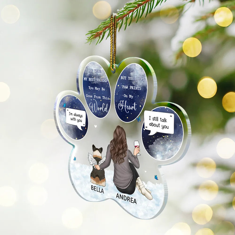 Dog Lovers,Dog Mom,Sad,Christmas - Dog Memorial You Were My Favorite Hello And Hardest Goodbye - Personalized Custom Shaped Acrylic Ornament