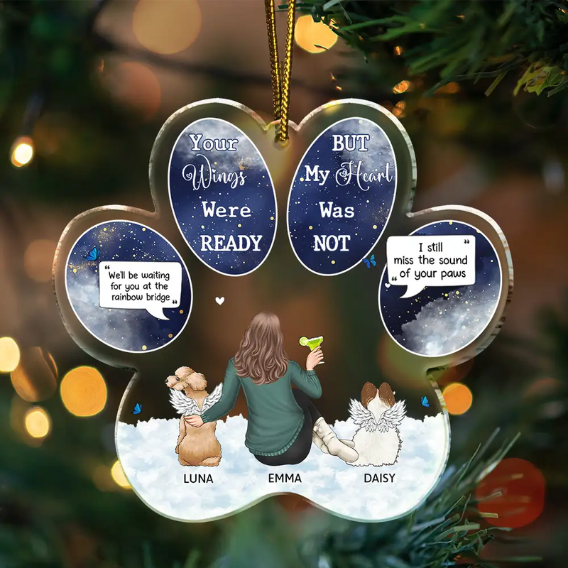 Dog Lovers,Dog Mom,Sad,Christmas - Dog Memorial You Were My Favorite Hello And Hardest Goodbye - Personalized Custom Shaped Acrylic Ornament