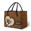 Dog Mom,Dog Lovers,Happy - Dog Mom 3D Cute Effect Dog - Personalized Leather Bag