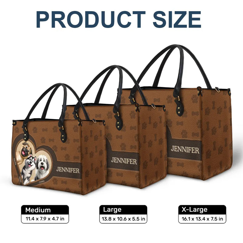 Dog Mom,Dog Lovers,Happy - Dog Mom 3D Cute Effect Dog - Personalized Leather Bag