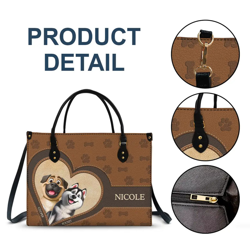 Dog Mom,Dog Lovers,Happy - Dog Mom 3D Cute Effect Dog - Personalized Leather Bag