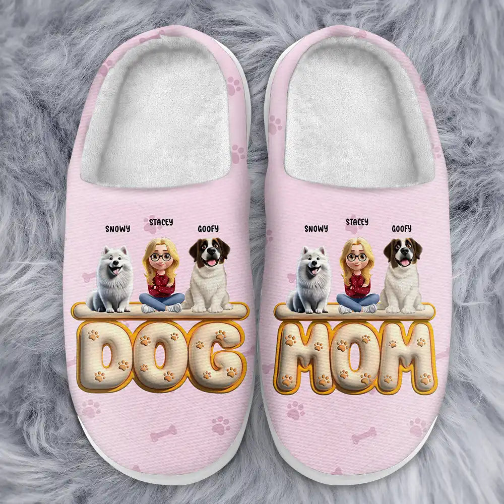 Christmas,Dog Mom,Dog Lovers - Dog Mom 3D Effect - Personalized Fluffy Slippers