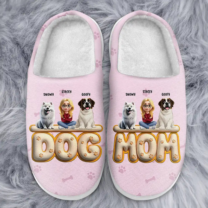 Christmas,Dog Mom,Dog Lovers - Dog Mom 3D Effect - Personalized Fluffy Slippers