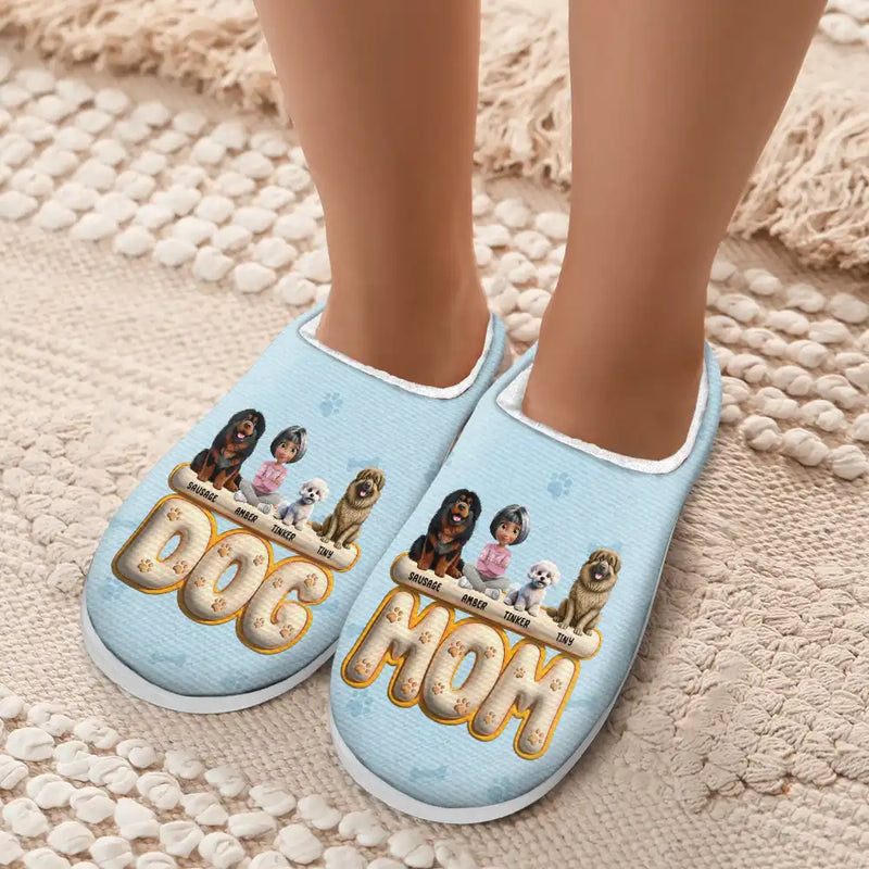 Christmas,Dog Mom,Dog Lovers - Dog Mom 3D Effect - Personalized Fluffy Slippers
