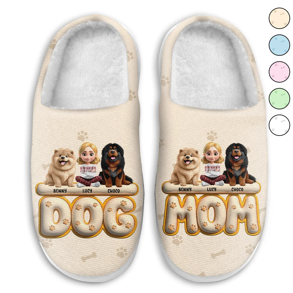Christmas,Dog Mom,Dog Lovers - Dog Mom 3D Effect - Personalized Fluffy Slippers