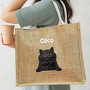 Summer, Pet Lovers, Dog Lovers, Beach, Happy - Dog Mom Cat Mom - Personalized Jute Beach Bag