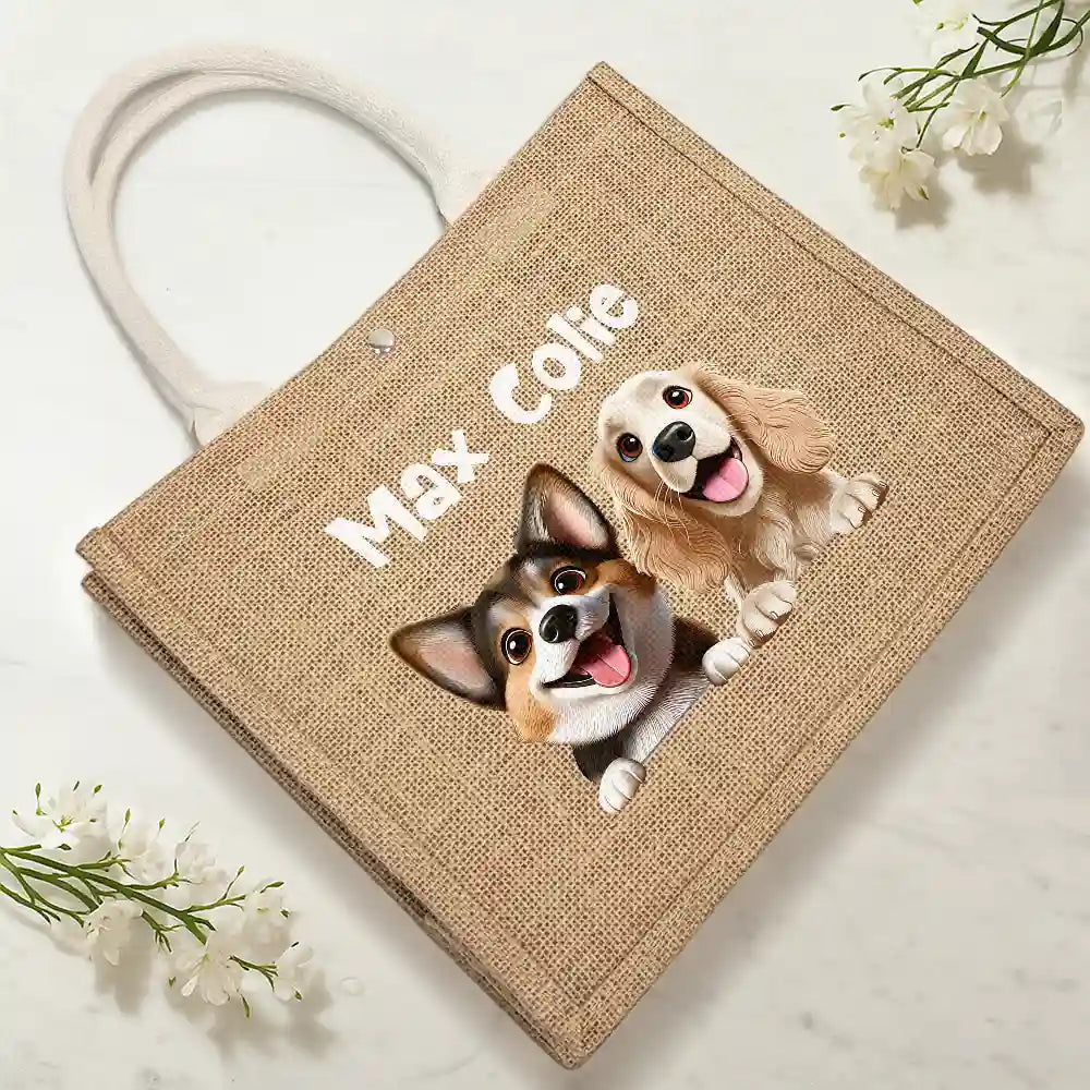 Summer, Pet Lovers, Dog Lovers, Beach, Happy - Dog Mom Cat Mom - Personalized Jute Beach Bag