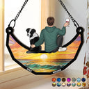 Pet Lovers, Dog Lovers, Cat Lovers, Dog Dad, Dog Mom, Cat Dad - Dog Mom Cat Mom Dog Dad Cat Dad - Personalized Window Hanging Suncatcher Ornament
