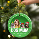 Dog Mom,Dog Lovers,Gift For Women,Gift For Yourself,Happy,Christmas - Dog Mom Christmas 3D Effect - Personalized Circle Ceramic Ornament