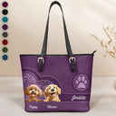 Dog Lovers, Dog Mom, Happy - Dog Mom Cute 3D Effect Dog - Personalized Leather Tote Bag