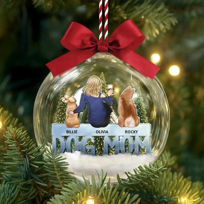 Christmas,Dog Lovers,Dog Mom,Dog Dad,Pet Lovers,Love - Dog Mom Dog Dad - Personalized 3D Acrylic Ball Ornament