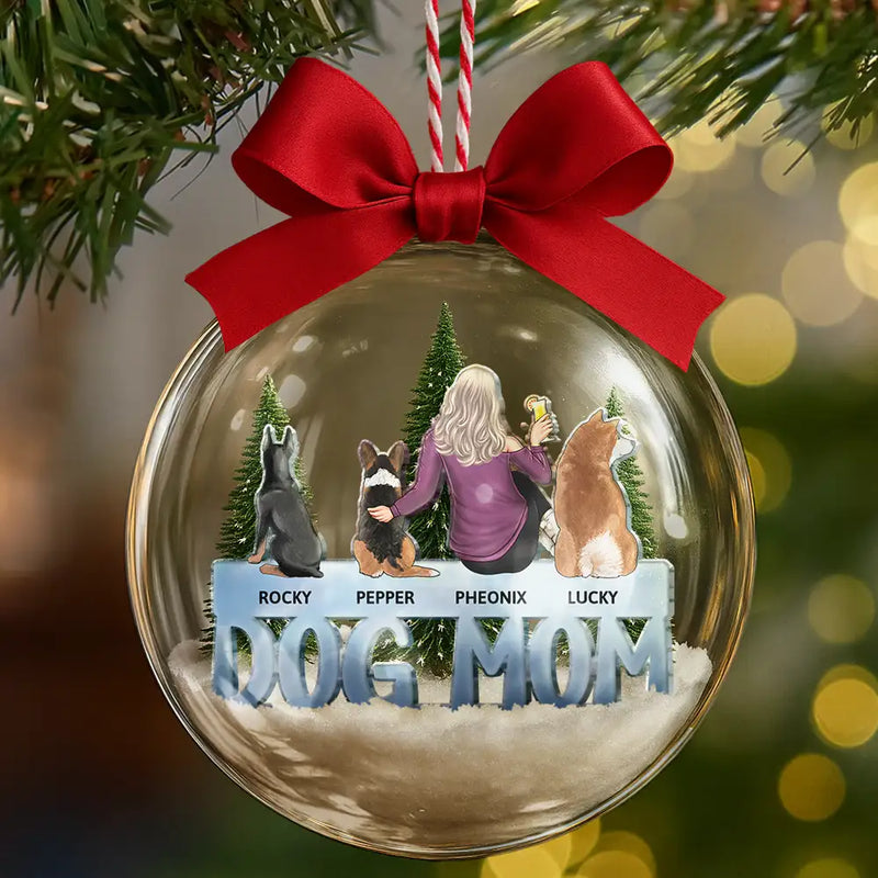 Christmas,Dog Lovers,Dog Mom,Dog Dad,Pet Lovers,Love - Dog Mom Dog Dad - Personalized 3D Acrylic Ball Ornament