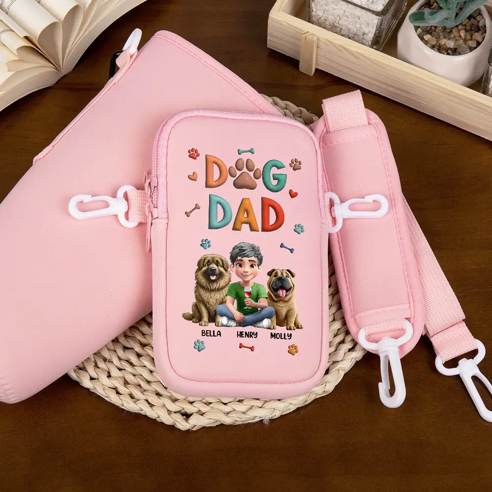 Pet Lovers, Pet Mom, Pet Dad, Dog Lovers, Dog Mom, Dog Dad, Happy - Dog Mom Dog Dad - Personalized Bottle Carrier Bag