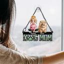 Dog Lovers,Dog Mom,Dog Dad,Happy,Gift For Yourself,Gift For Women,Gift For Men,Pet Lovers - Dog Mom Dog Dad - Personalized Window Hanging Suncatcher Ornament