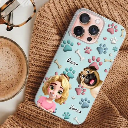Dog Mom Dog Dad 3D Effect - Personalized Clear Phone Case