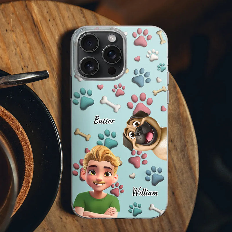 Pet Lovers,Pet Mom,Pet Dad,Dog Lovers,Dog Mom,Dog Dad - Dog Mom Dog Dad 3D Effect - Personalized Clear Phone Case