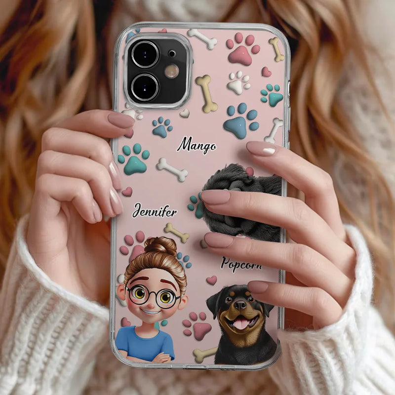 Pet Lovers,Pet Mom,Pet Dad,Dog Lovers,Dog Mom,Dog Dad - Dog Mom Dog Dad 3D Effect - Personalized Clear Phone Case
