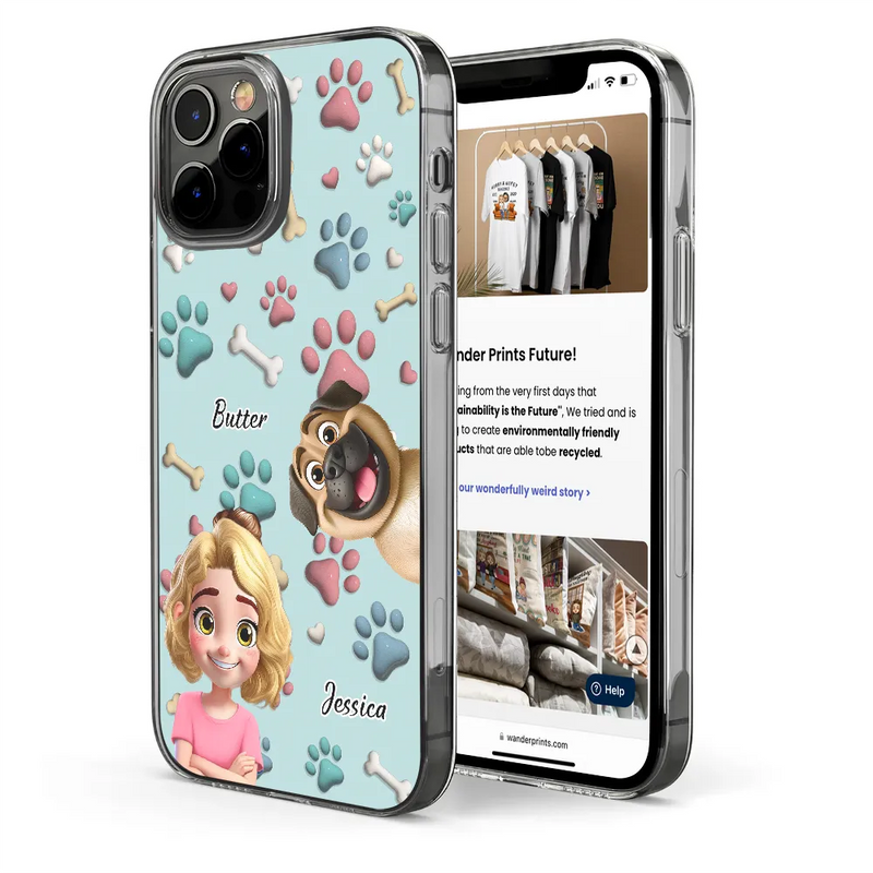 Pet Lovers,Pet Mom,Pet Dad,Dog Lovers,Dog Mom,Dog Dad - Dog Mom Dog Dad 3D Effect - Personalized Clear Phone Case