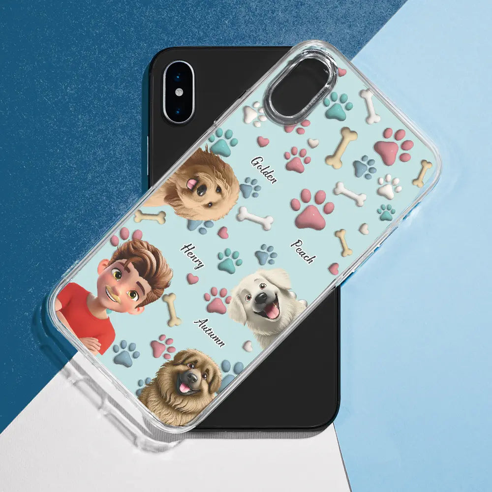 Pet Lovers,Pet Mom,Pet Dad,Dog Lovers,Dog Mom,Dog Dad - Dog Mom Dog Dad 3D Effect - Personalized Clear Phone Case
