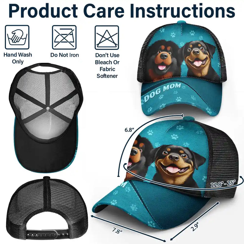 Cat Lovers,Pet Lovers,Happy,Dog Lovers -  Dog Mom Dog Dad Cat Mom Cat Dad - Personalized Mesh-back Casual Cap