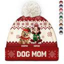 Pet Lovers,Pet Mom,Pet Dad,Dog Lovers,Dog Mom,Dog Dad,Happy,Christmas,Top Market - Dog Mom Dog Dad Christmas - Personalized Bobble Beanie Hat